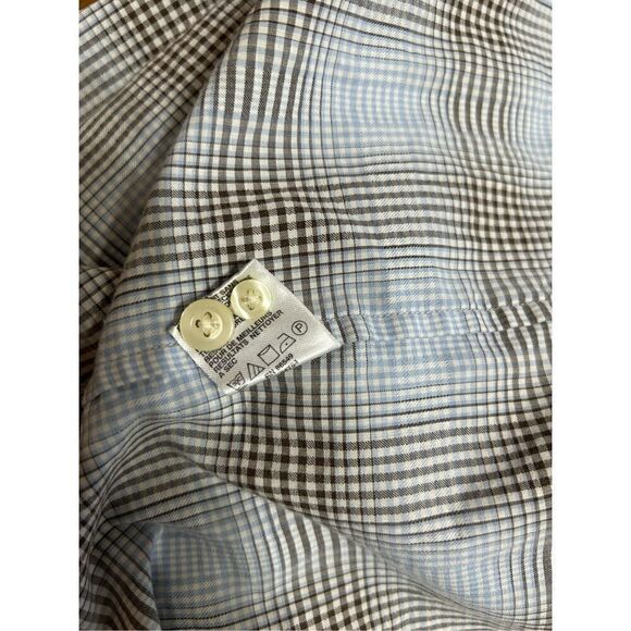 Mens Tommy Bahama Plaid Button Up Flip Cuff Shirt - size L Blue / Gray - Picture 11 of 15